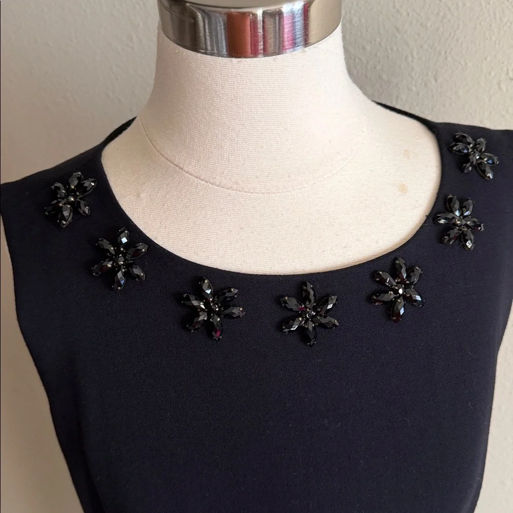 NWOT Kate Spade Sz 12 Diana Black Embellished Crepe Sheath Dress